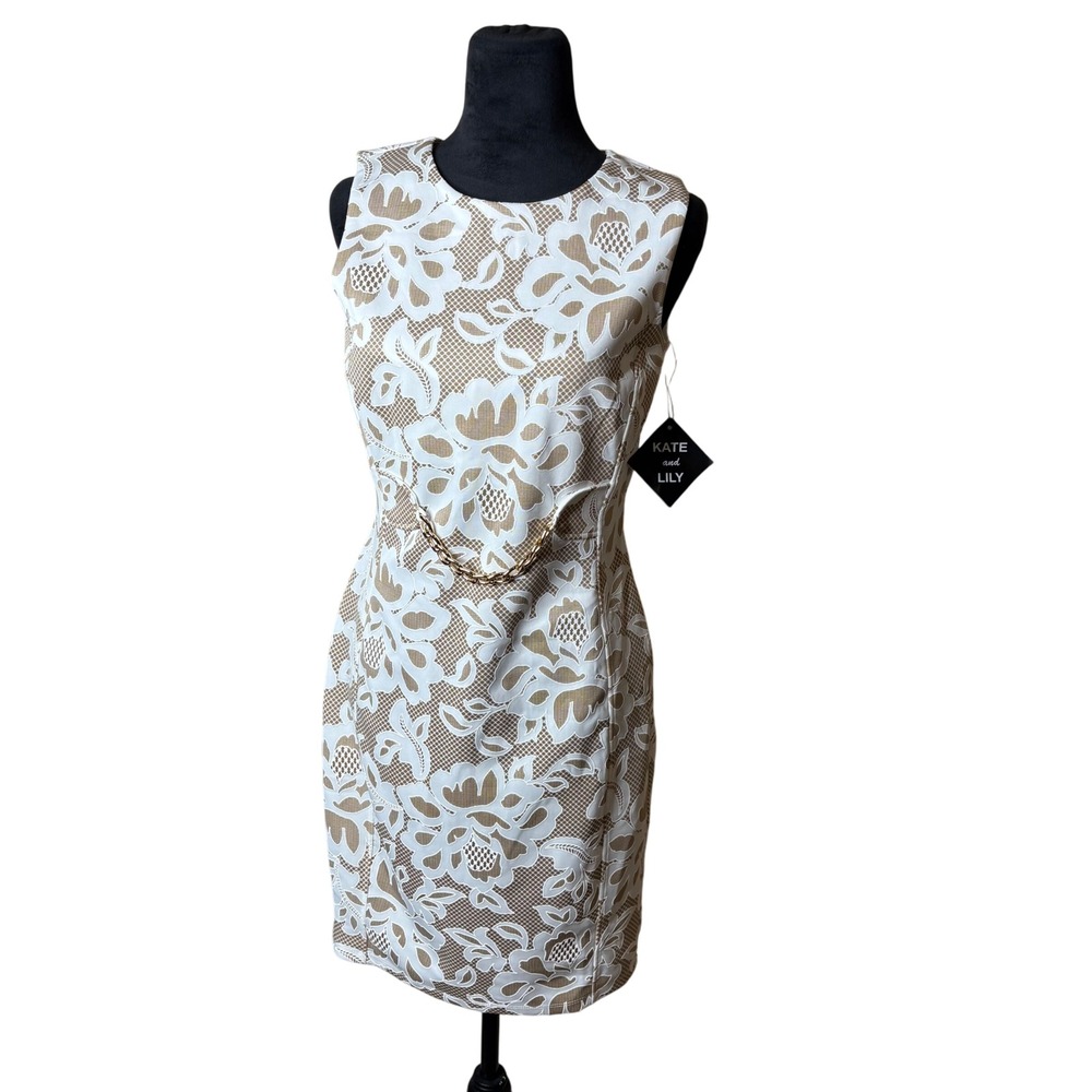 Kate and Lily Women's Sheath Dress  Sz 6 Floral Lace Sleeveless Party Cocktail